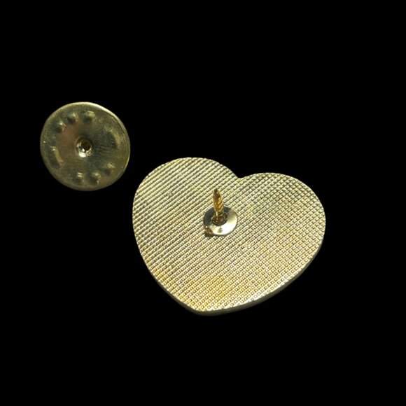 Valentines Teddy Bear with Heart Love Heart Shape Enameled Brooch Pin Vintage - Picture 4 of 4